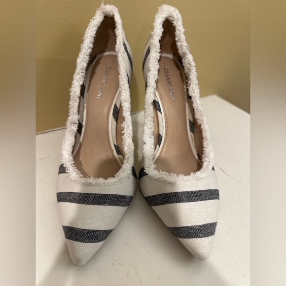 Gianni Bini Striped Frayed-Edge Pointed Toe Heels – New - Picture 2 of 5